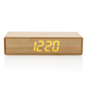 Fotografie k reklamnímu předmětu „Bambusové digitální hodiny s bezdrátovou nabíječkou 5W“