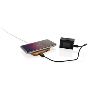 Fotografie k reklamnímu předmětu „Bambusová bezdrátová nabíječka 10W s USB“