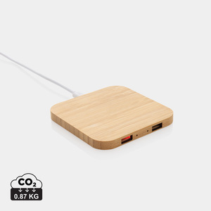 Fotografie reklamního předmětu „Bambusová bezdrátová nabíječka 10W s USB“