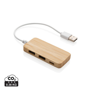 Fotografie reklamního předmětu „Bambusový USB hub s USB C“