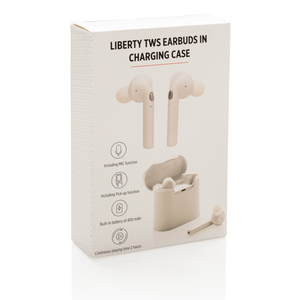 Fotografie k reklamnímu předmětu „Skutečně bezdrátová sluchátka Liberty v nabíjecí krabičce“