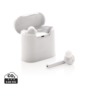 Fotografie reklamního předmětu „Skutečně bezdrátová sluchátka Liberty v nabíjecí krabičce“