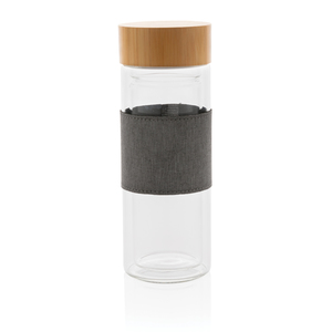 Fotografie k reklamnímu předmětu „Dvoustěnná skleněná láhev s bambusovým uzávěrem Impact“