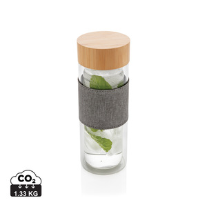 Fotografie reklamního předmětu „Dvoustěnná skleněná láhev s bambusovým uzávěrem Impact“