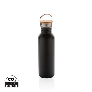 Fotografie reklamního předmětu „Moderní nerezová lahev s bambusovým uzávěrem“