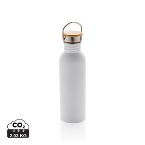 Fotografie reklamního předmětu „Moderní nerezová lahev s bambusovým uzávěrem“