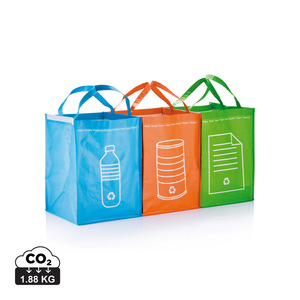 Fotografie reklamního předmětu „3dílná sada tašek na tříděný odpad“
