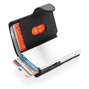 Fotografie k reklamnímu předmětu „Hliníkové RFID pouzdro na karty s PU peněženkou“